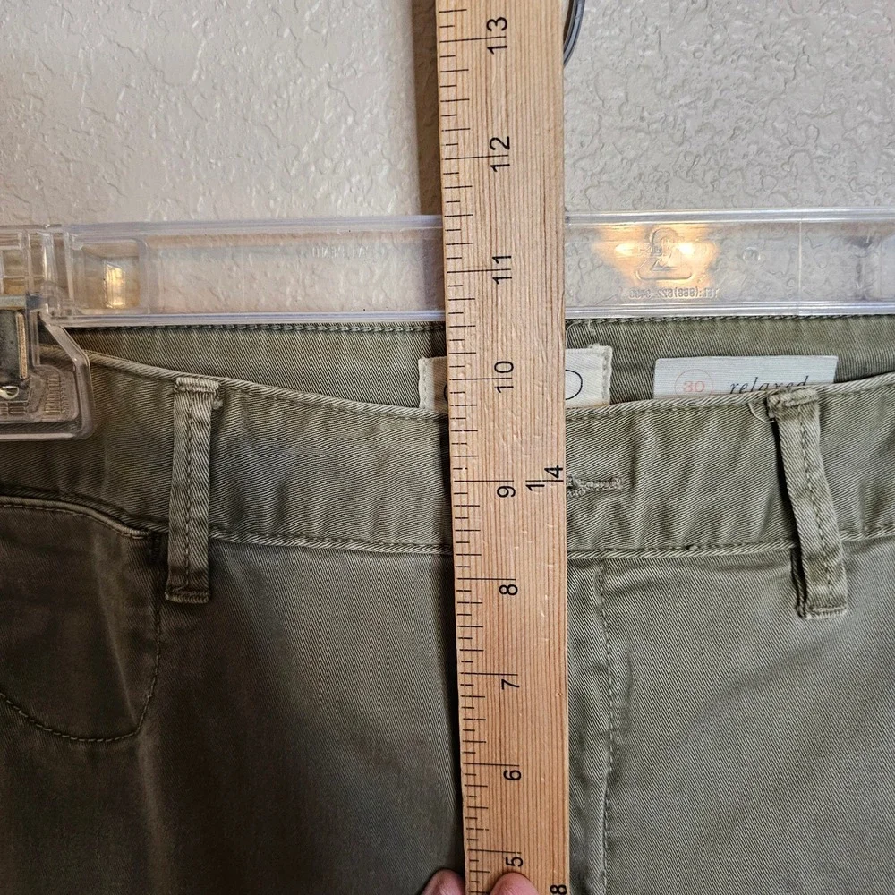 CHINO by Anthropologie Olive Green Relaxed Fit Pants Navy/Orange Side Stripe 30 - Picture 6 of 9